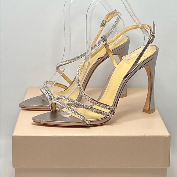 Alexandre Birman Alana 100 Embellished Metallic Leather Sandals size 39 - Picture 11 of 13